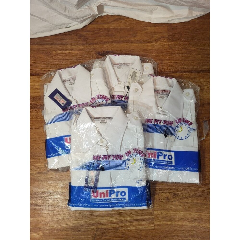 Lot Of 4 NWT White Fem Security S/S Button Up Shirt National Patrol